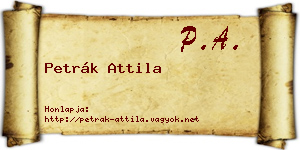 Petrák Attila névjegykártya